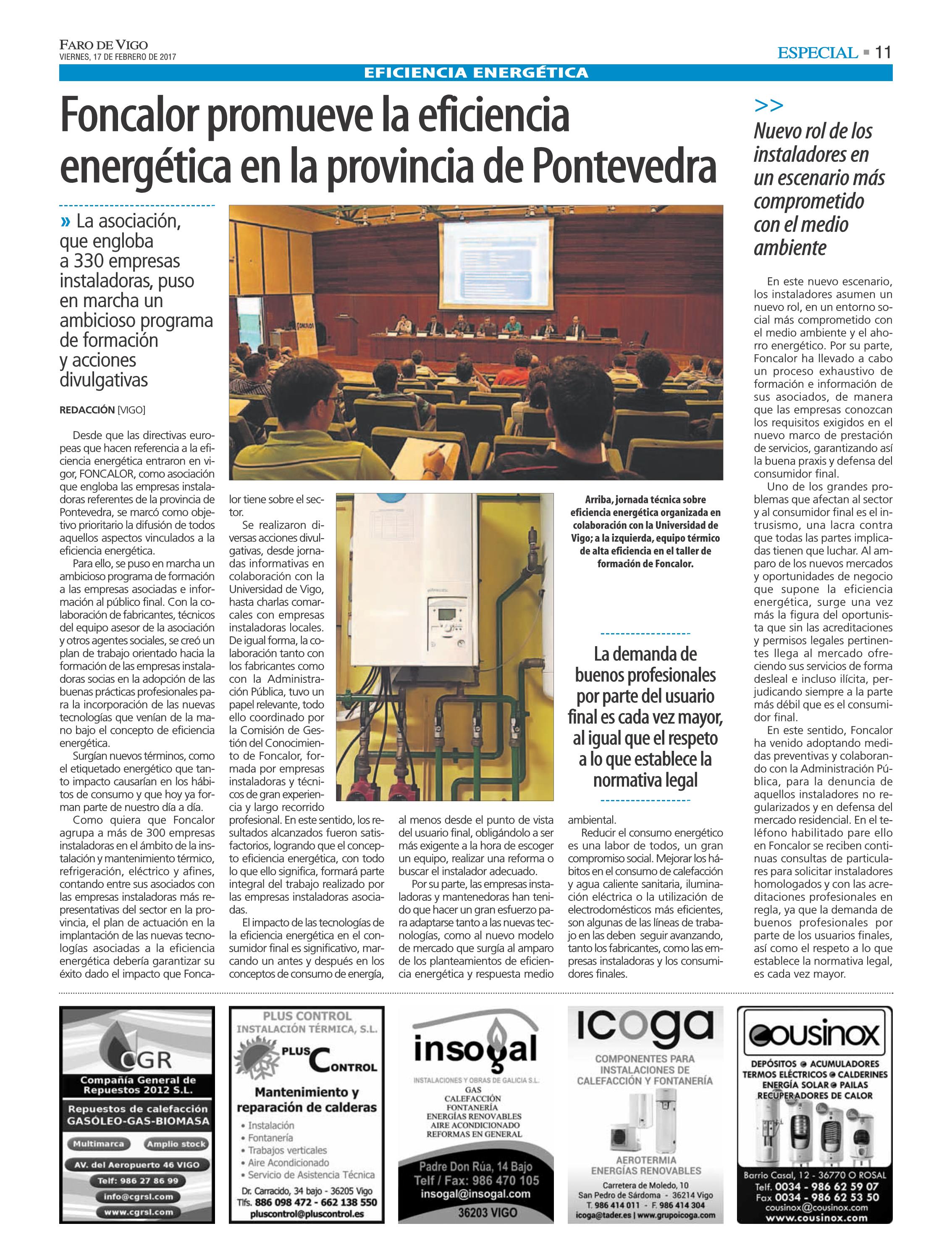 Artículo Faro de Vigo especial eficiencia energética