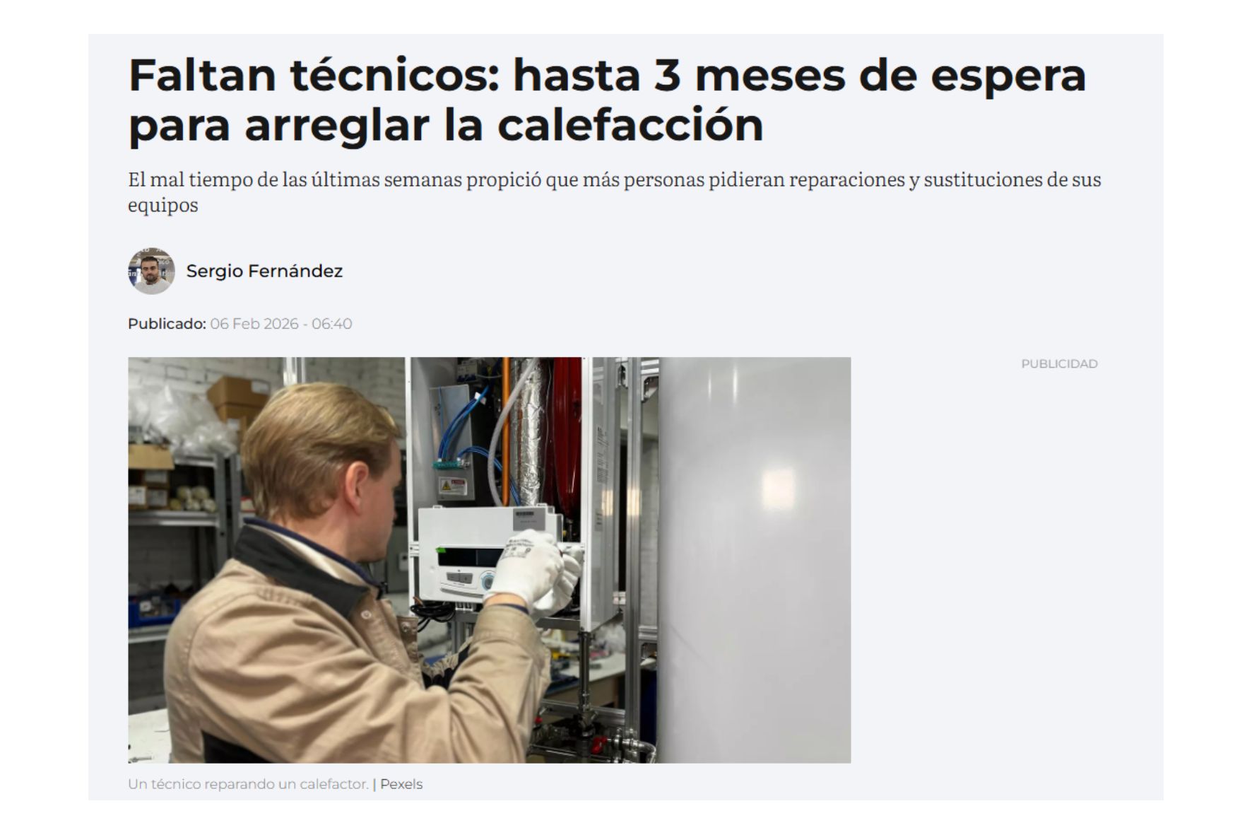 Foncalor analiza en Atlántico Diario la elevada demanda de instalaciones y reparaciones de calefacción